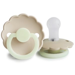FRIGG Daisy - Round Silicone 2-Pack Pacifiers - Cream night/Croissant night - Size 1