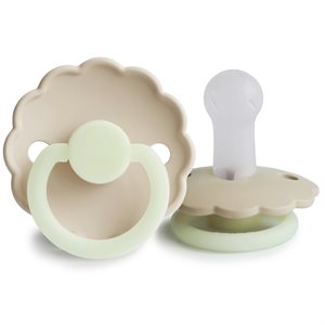FRIGG Daisy Night Pacifiers - Silicone 2-Pack - Cream night/Croissant night - Size 2