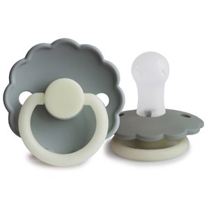 FRIGG Daisy - Round Silicone 2-Pack Pacifiers - French gray night/Portobello night - Size 1
