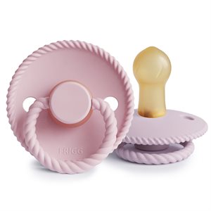 FRIGG Rope - Round Latex 2-Pack Pacifiers - Baby Pink/Soft Lilac - Size 1