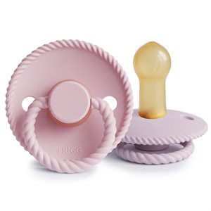 FRIGG Rope - Round Latex 2-Pack Pacifiers - Baby Pink/Soft Lilac - Size 2
