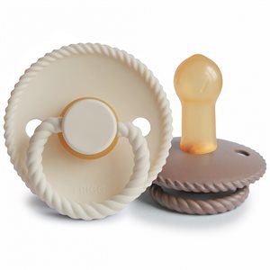 FRIGG Rope - Round Latex 2-Pack Pacifiers - Cream/Sepia - Size 2