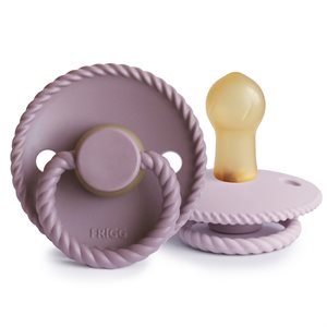 FRIGG Rope - Round Latex 2-Pack Pacifiers - Twilight Mauve/Soft lilac - Size 1