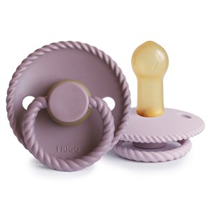 FRIGG Rope - Round Latex 2-Pack Pacifiers - Twilight Mauve/Soft lilac - Size 2