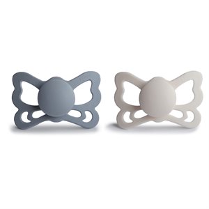 FRIGG Butterfly - Anatomical Silicone 2-pack Pacifiers - Great Gray/Silver Gray - Size 2