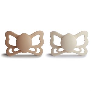 FRIGG Butterfly - Anatomical Silicone 2-pack Pacifiers - Silky Satin/Cream - Size 2