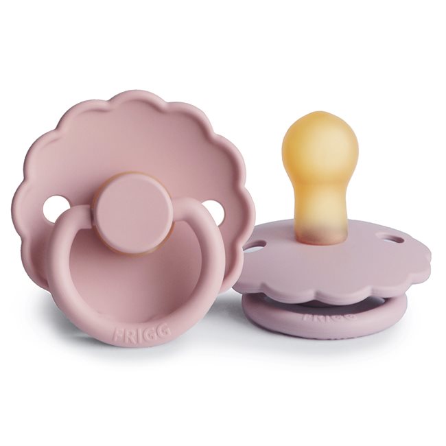 FRIGG Daisy - Round Latex 2-Pack Pacifiers - Baby Pink/Soft lilac Size 1