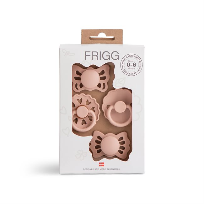 FRIGG ​​Baby\'s First pacifier​ 4-pack - Floral heart - Blush
