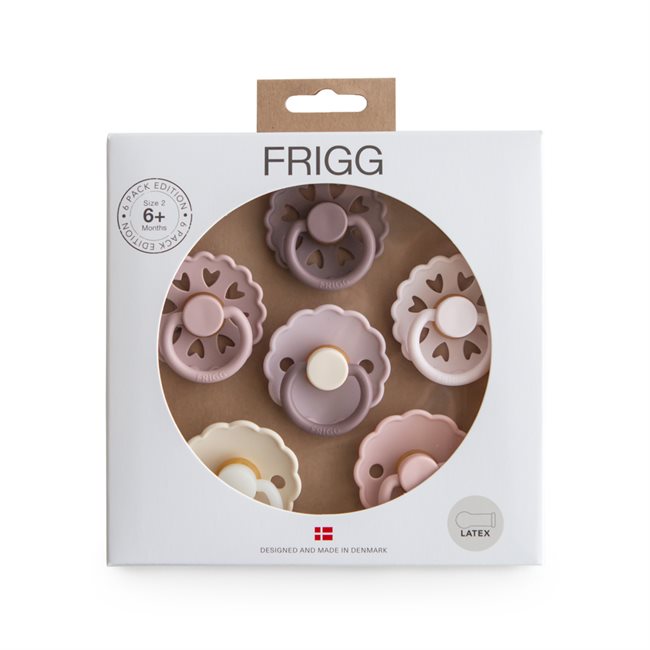 FRIGG 6-Pack Pacifiers - Round Latex - Blooming Love - Size 2