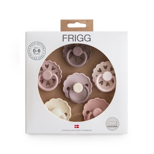 FRIGG 6-Pack Pacifiers - Round Silicone - Blooming Love - Size 1