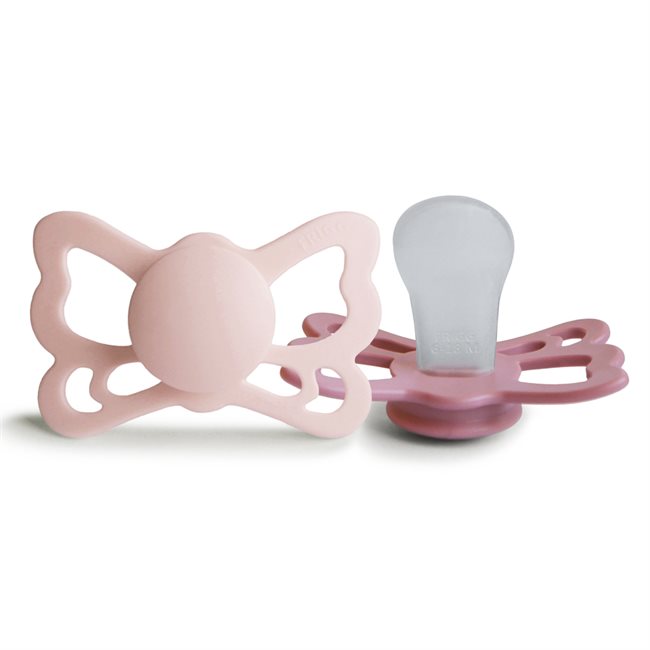 FRIGG Butterfly - Anatomical Silicone 2-pack Pacifiers - Blush/Cedar- Size 2