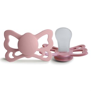 FRIGG Butterfly - Anatomical Silicone 2-Pack Pacifiers - Cedar/Baby Pink - Size 2