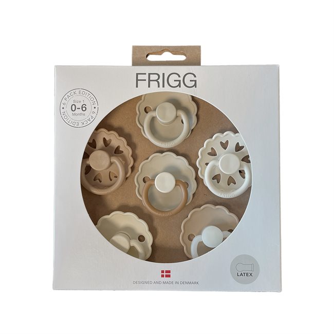 FRIGG 6-Pack Pacifiers - Round Latex - Cinnamon Charm - Size 1