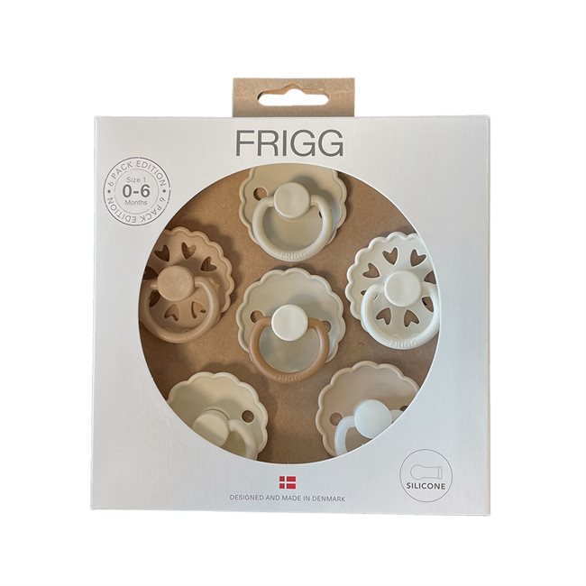 FRIGG 6-Pack Pacifiers - Round Silicone - Cinnamon Charm - Size 1