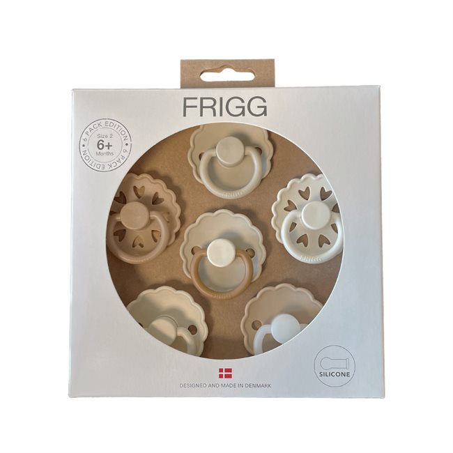 FRIGG 6-Pack Pacifiers - Round Silicone - Cinnamon Charm - Size 2