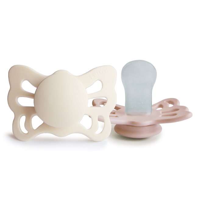 FRIGG Butterfly - Anatomical Silicone 2-pack Pacifiers - Cream/Blush - Size 1