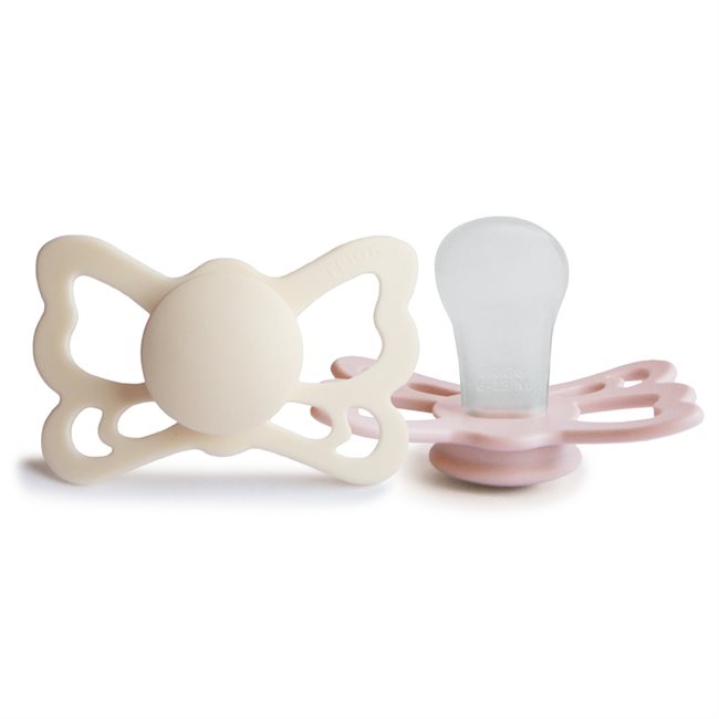 FRIGG Butterfly - Anatomical Silicone 2-pack Pacifiers - Cream/Blush - Size 2