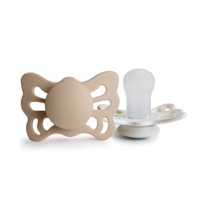FRIGG Butterfly - Anatomical Silicone 2-Pack Pacifiers - Cream/Croissant- Size 1