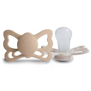 FRIGG Butterfly - Anatomical Silicone 2-Pack Pacifiers - Cream/Croissant- Size 2