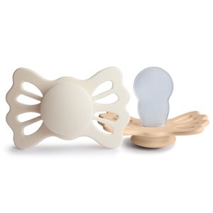 FRIGG Lucky - Symmetrical Silicone 2-Pack Pacifiers - Cream/Croissant - Size 2