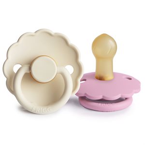 FRIGG Daisy - Round Latex 2-Pack Pacifiers - Cream/Lupine - Size 1