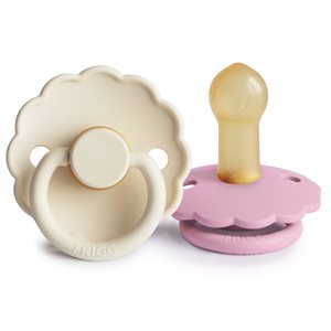 FRIGG Daisy - Round Latex 2-Pack Pacifiers - Cream/Lupine - Size 2