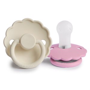 FRIGG Daisy - Round Silicone 2-Pack Pacifiers - Cream/Lupine - Size 1