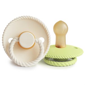 FRIGG Rope - Round Latex 2-Pack Pacifiers - Cream/Green Tea - Size 1