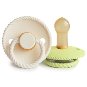 FRIGG Rope - Round Latex 2-Pack Pacifiers - Cream/Green Tea - Size 2