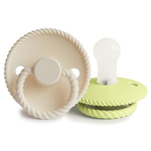 FRIGG Rope - Round Silicone 2-Pack Pacifiers - Cream/Green Tea - Size 1