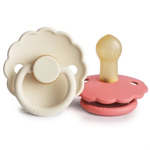 FRIGG Daisy - Round Latex 2-Pack Pacifiers - Cream/Poppy - Size 1