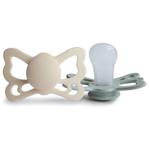 FRIGG Butterfly - Anatomical Silicone 2-Pack Pacifiers - Cream/Sage - Size 2
