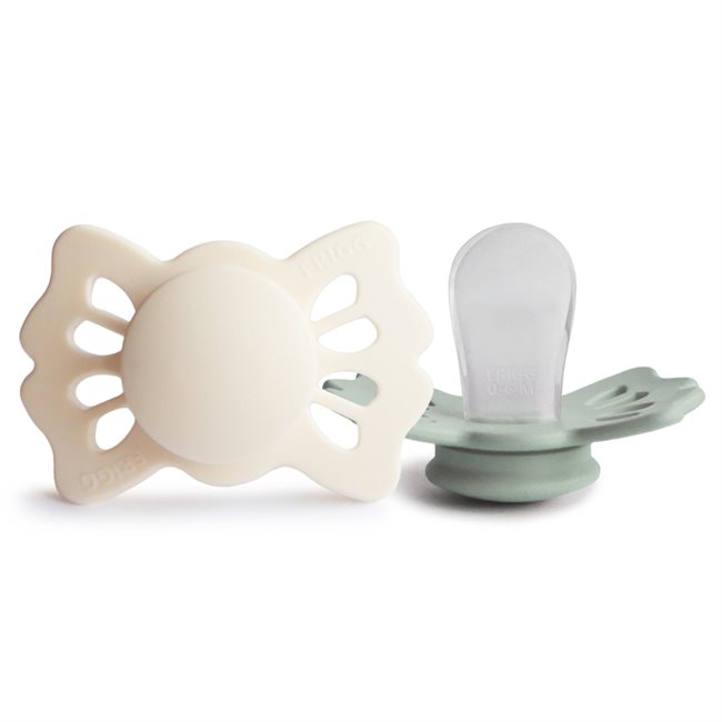 FRIGG Lucky - Symmetrical Silicone 2-Pack Pacifiers - Cream/Sage - Size 1