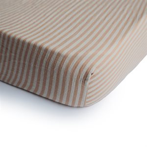 Mushie Crib Sheet Small Natural Stripe