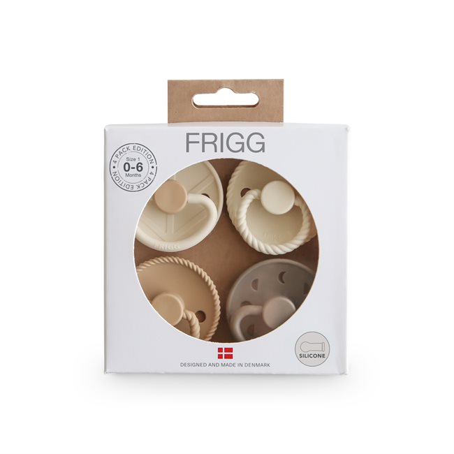 FRIGG 4-Pack Pacifiers - Round Silicone - Crystal Sparkle - Size 1