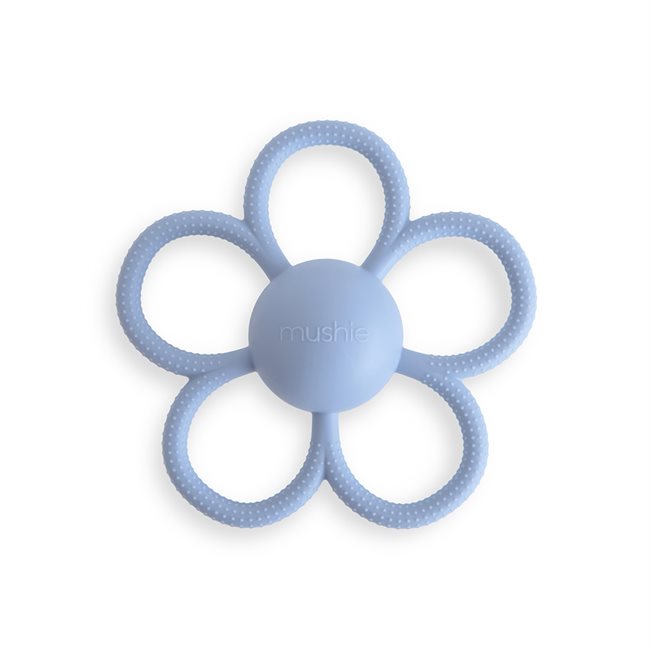 Mushie Daisy Rattle Teether - Faded Denim