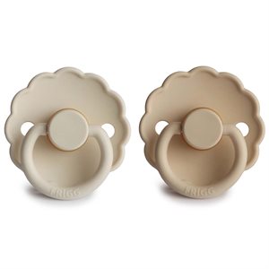 FRIGG Daisy - Round Latex 2-Pack Pacifiers - Cream/Croissant - Size 1
