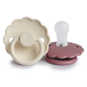 FRIGG Daisy - Round Silicone 2-Pack Pacifiers - Cream/Cedar - Size 1