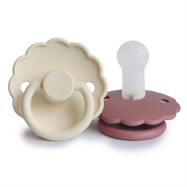 FRIGG Daisy - Round Silicone 2-Pack Pacifiers - Cream/Cedar - Size 2