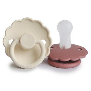 FRIGG Daisy - Round Silicone 2-Pack Pacifiers - Cream/Powder Blush - Size 2