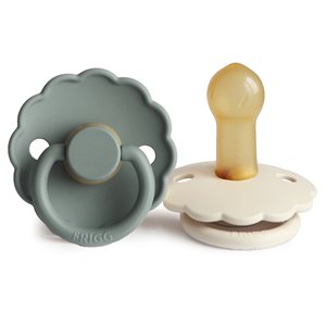 FRIGG Daisy - Round Latex 2-Pack Pacifiers - Lily Pad/Cream - Size 2