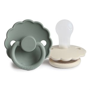 FRIGG Daisy - Round Silicone 2-Pack Pacifiers - Lily Pad/Cream - Size 1
