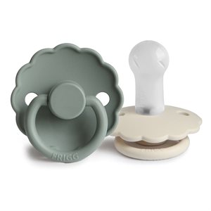 FRIGG Daisy - Round Silicone 2-Pack Pacifiers - Lily Pad/Cream - Size 2