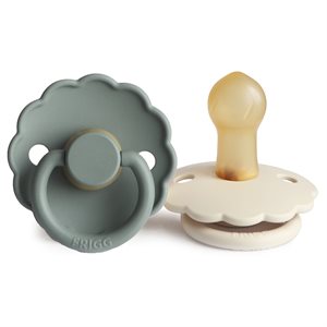 FRIGG Daisy - Round Latex 2-Pack Pacifiers - Lily Pad/Cream - Size 1