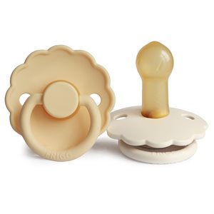 FRIGG Daisy - Round Latex 2-Pack Pacifiers - Pale Daffodil/Cream - Size 2