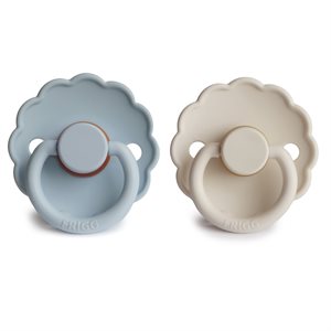 FRIGG Daisy - Round Latex 2-Pack Pacifiers - Powder Blue/Cream - Size 1