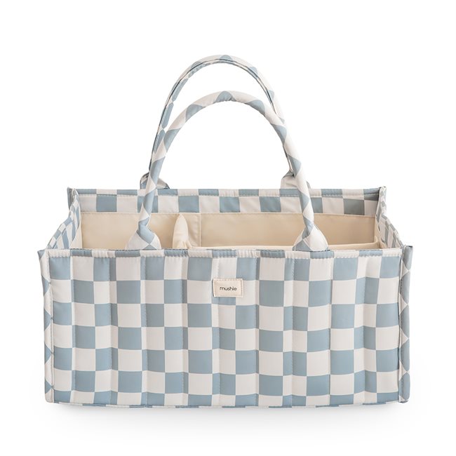 Mushie Diaper Caddy - Blue Check