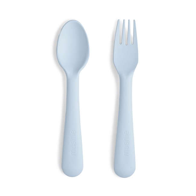 Mushie Fork & Spoon Set - Powder Blue