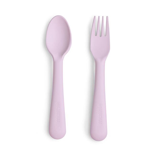 Mushie Fork & Spoon Set - Soft Lilac