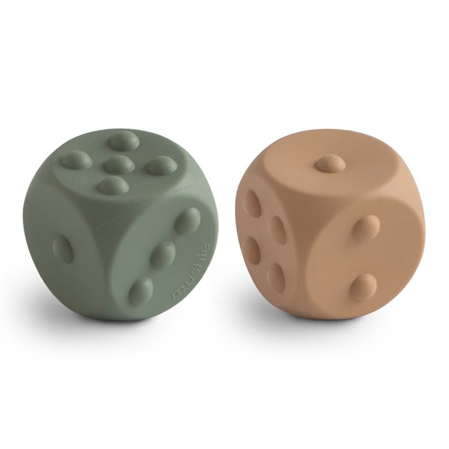 Mushie Dice Press Toy 2-pack - Dried Thyme/Natural